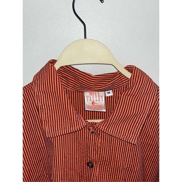 Mill Valley Clothing Company Drifter Shirt Orange Stripes Button Up Medium - Picture 2 of 6